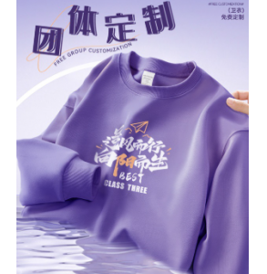 定制高端圆领卫衣工作服同学聚会班服企业服装秋冬文化衫紫色