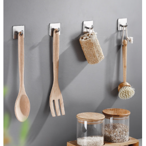 304不锈钢挂钩免打孔浴室毛巾架强力粘钩墙壁卫生间厕所置物架